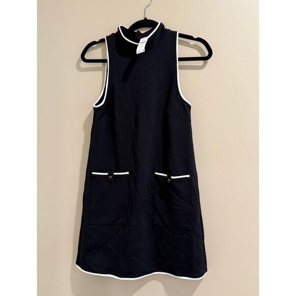 Maeve Sleeveless Black Mock Neck Mini Shirt Dress XS Petite XSP - Picture 5 of 8